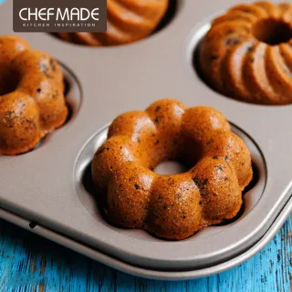 【美國Chefmade】甜甜圈造型 6連不沾烤模-3花款(CM058)