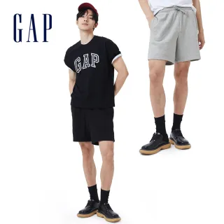 【GAP】男女同款 碳素軟磨 法式圈織系列 素色柔軟休閒短褲(多色可選)
