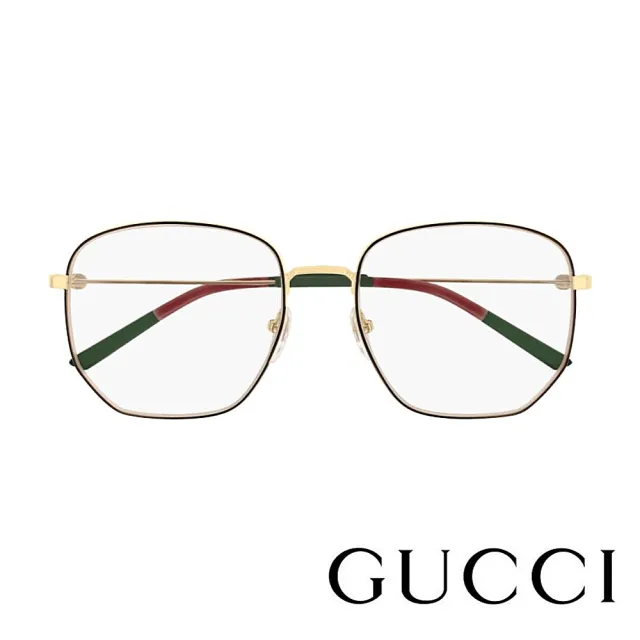 【GUCCI 古馳】六角形金屬框光學眼鏡(GG0396O-001 熱賣暢銷款)