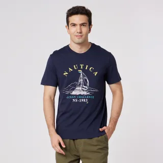 【NAUTICA】男裝 帆船造型LOGO圖騰短袖T恤(海軍藍)