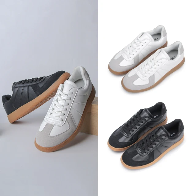 【FUFA Shoes 富發牌】質感素面拼接休閒鞋-黑/白 1CU63/2CU63(休閒鞋/平底鞋/綁帶鞋)