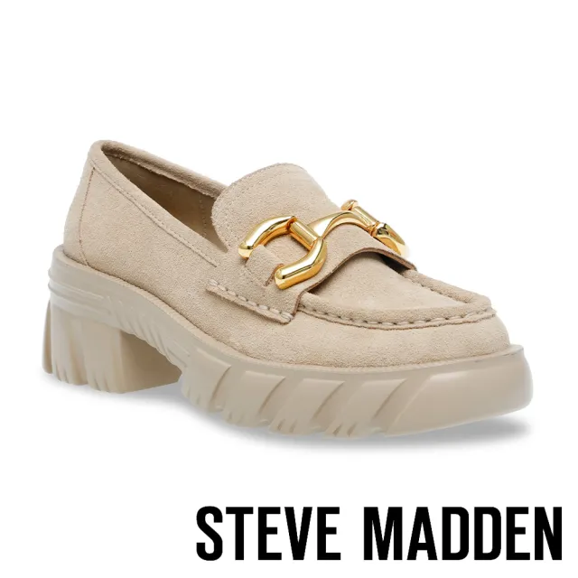 【STEVE MADDEN】ON SET 真皮金屬馬銜釦厚底樂福鞋(絨奶茶)