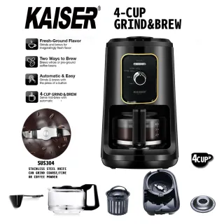 【Kaiser 威寶】全自動研磨豆四人份美式咖啡機KCM-1061(美式咖啡機)