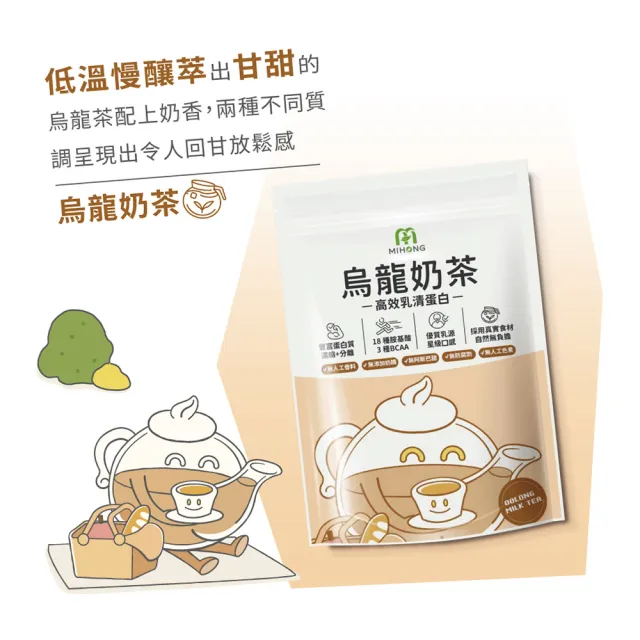 【MIHONG米鴻生醫】分離+濃縮多口味高效乳清蛋白10種任選x8包(500克/袋)