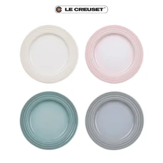 【Le Creuset】瓷器悠然恬靜系列圓盤17cm-4入(蛋白霜/貝殼粉/海洋之花/迷霧灰)
