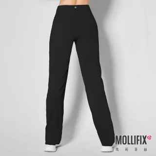 【Mollifix 瑪莉菲絲】修身靴型訓練褲、瑜珈服、Legging(黑)
