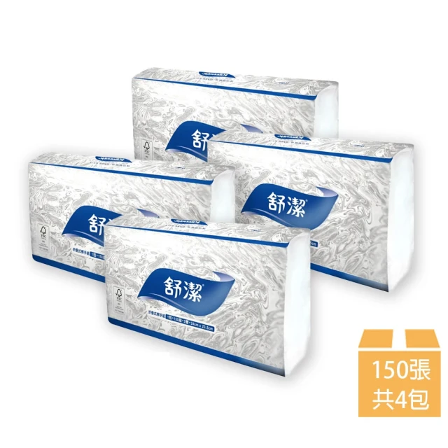 【Kleenex 舒潔】優質擦手紙 150張x4包+原萃親膚面紙*2包