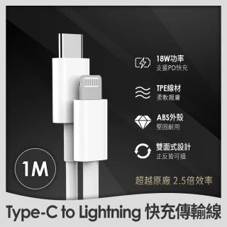 Type-C to Lightning 18W Apple原廠品質傳輸充電線1m(iPhone適用)