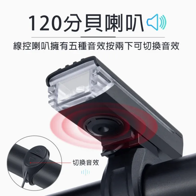 Machfally Machfally 光感應警示音車燈 Machfally 光感應超廣角警示音喇叭充電式防水自行車燈 Momo購物網