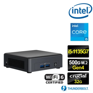 【Intel 英特爾】NUC平台i5四核{火鳳少校} 迷你電腦(i5-1135G732G500G M.2)