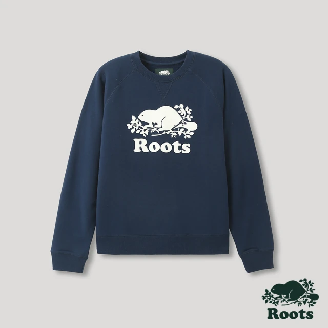 Roots【Roots】Roots 女裝- 經典海狸LOGO圓領上衣(深藍色)