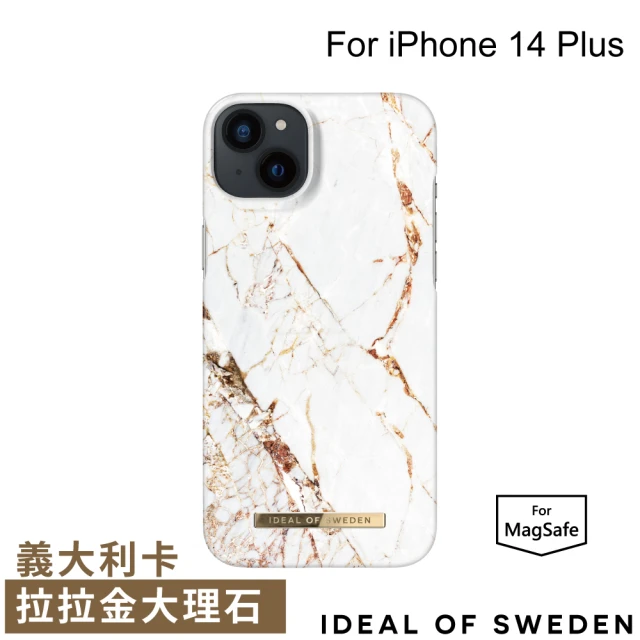 【iDeal Of Sweden】iPhone 14 Max 6.7吋 北歐時尚瑞典磁吸手機殼-支援MagSafe(義大利卡拉拉金大理石)