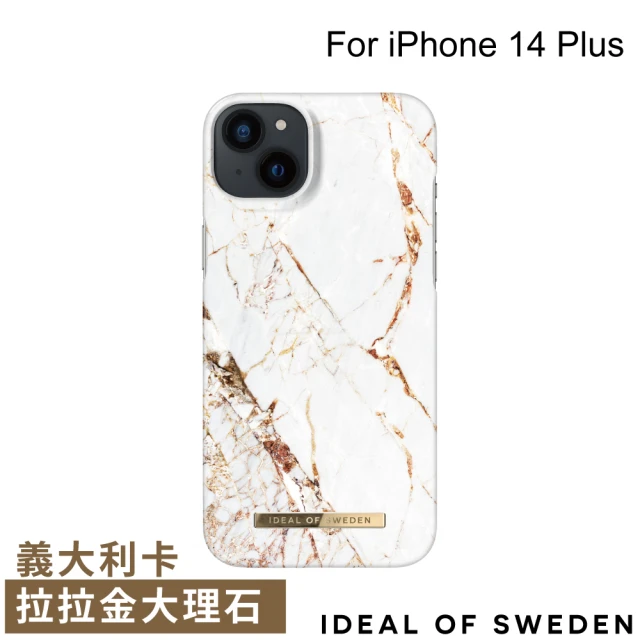 【iDeal Of Sweden】iPhone 14 Max 6.7吋 北歐時尚瑞典流行手機殼(義大利卡拉拉金大理石)