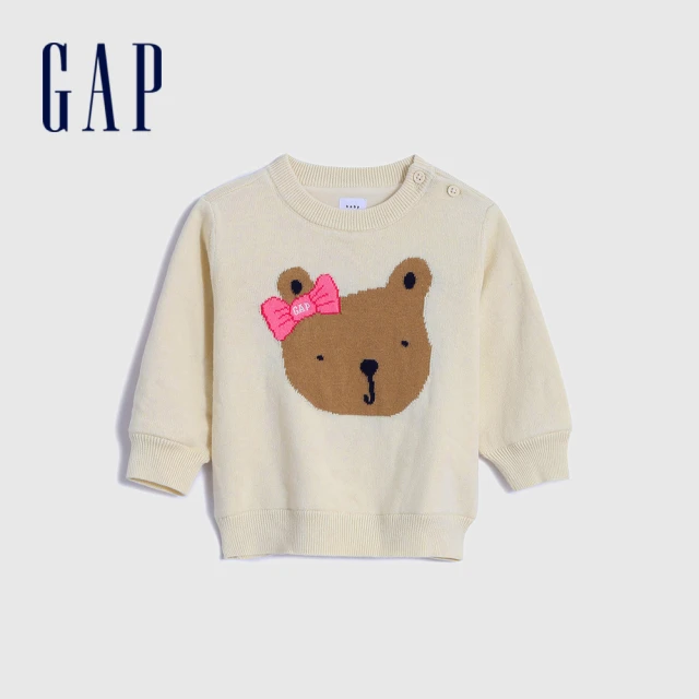 GAP【GAP】嬰兒 創意小熊提花毛衣(400316-米色)