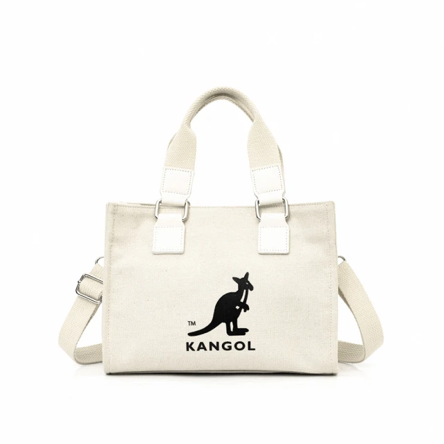 KANGOL【KANGOL】吐司包 手提包 袋鼠LOGO包 帆布包 側背包(米)