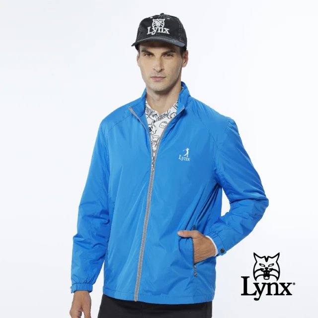 【Lynx Golf】男款薄鋪棉防風保暖高爾夫繡花胸袋拉鍊設計長袖外套(二色)