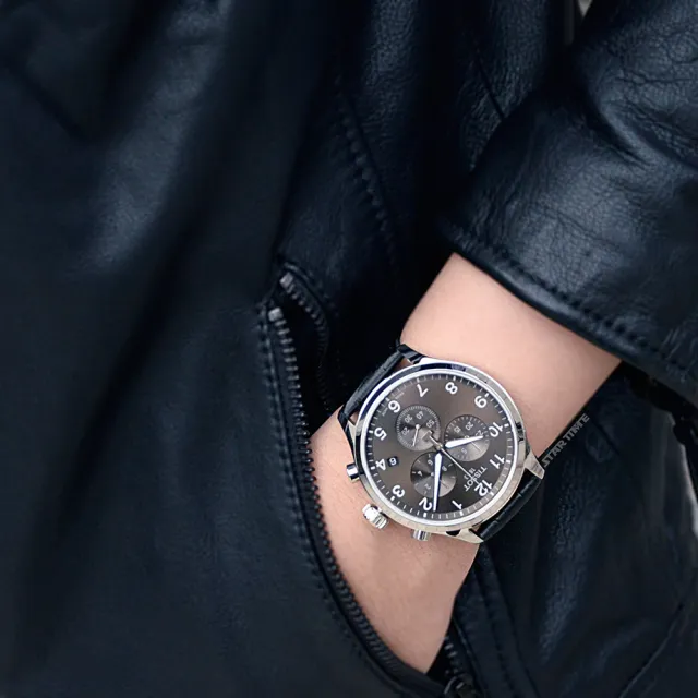 【TISSOT 天梭】Chrono XL 銀框 三眼計時 黑面皮革腕錶(T116.617.16.057.00)