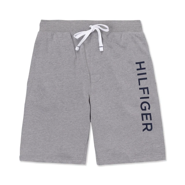 【Tommy Hilfiger】TOMMY 經典印刷文字圖案短棉褲-灰色(平輸品)