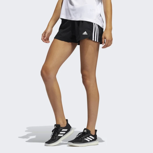 adidas 愛迪達【adidas 愛迪達】Pacer 3S WVN 女 短褲 亞洲版 運動 訓練 慢跑 舒適 有型 吸濕 排汗 黑(GH8146)