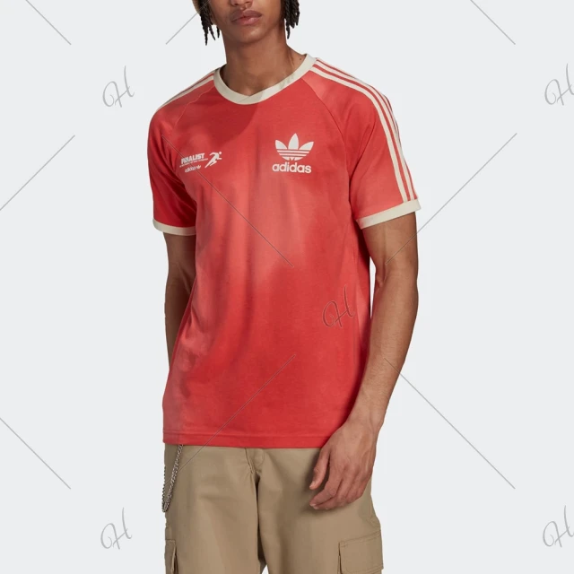 【adidas 愛迪達】上衣 男款 短袖上衣 運動 三葉草 國際碼 MRC TEE 3S 橘紅 HL9276