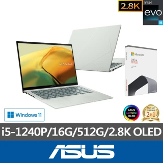 【ASUS超值Office2021組】ZenBook UX3402ZA EVO 14吋 2.8K OLED 輕薄-青瓷綠(i5-1240P/16G/512G SSD/W11)