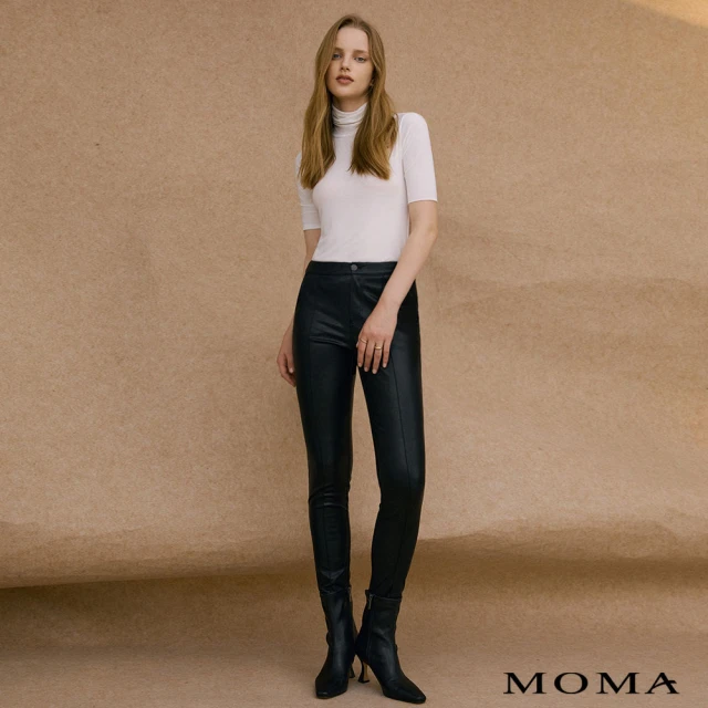 MOMA【MOMA】仿皮俐落感筆管褲(兩色)
