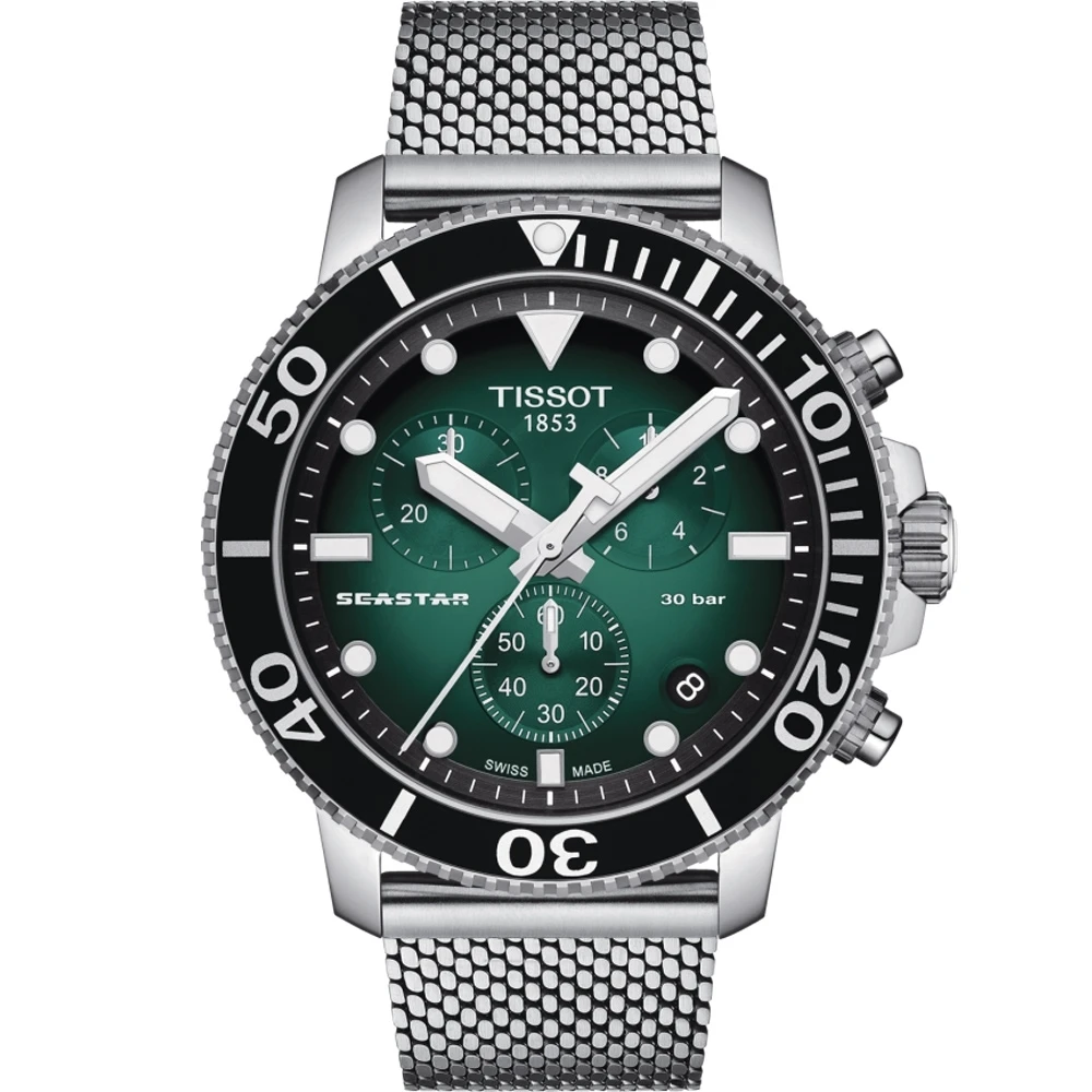 【TISSOT 天梭】Seastar潛水計時石英錶(T1204171109100)