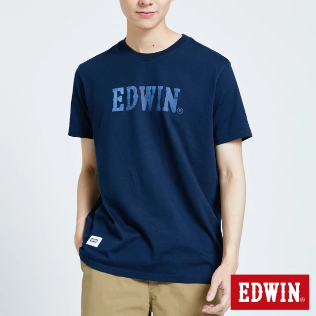 【EDWIN】人氣復刻款 牛仔LOGO短袖T恤-男款(丈青色)