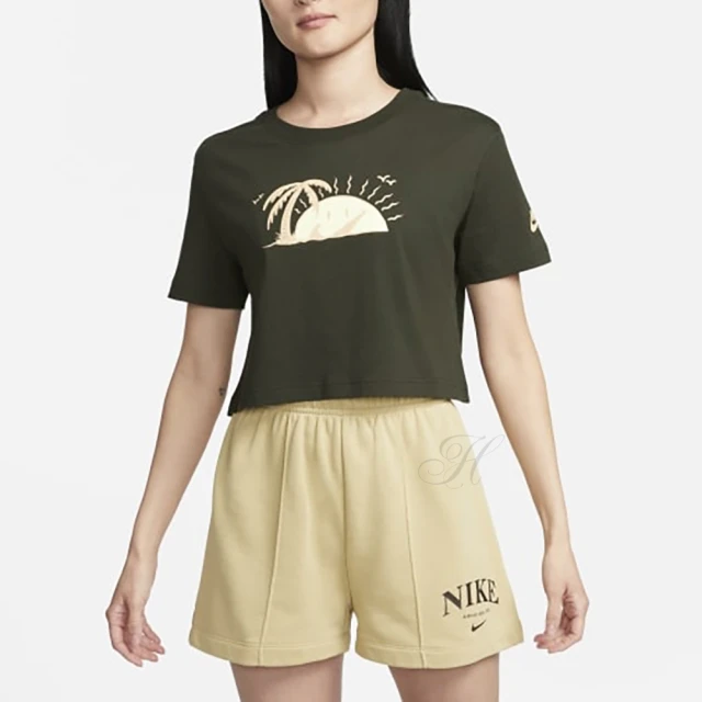 NIKE 耐吉【NIKE 耐吉】上衣 女款 短袖上衣 運動 AS W NSW TEE CROP FW 綠 DQ3310-355