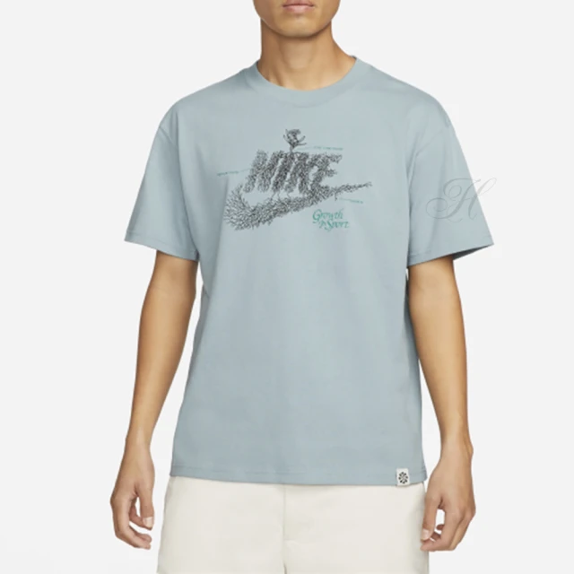 【NIKE 耐吉】上衣 男款 短袖上衣 運動 AS M NSW SUST GRAPHIC TEE 1 灰藍 DN5135-041