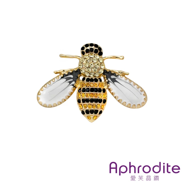 【Aphrodite 愛芙晶鑽】閃耀美鑽鑲嵌可愛小蜜蜂造型胸針(美鑽胸針 蜜蜂胸針)