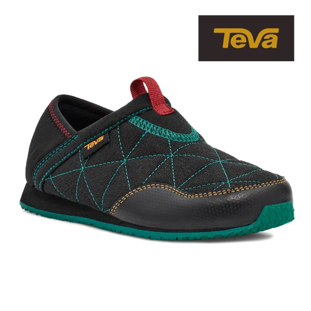 【TEVA】原廠貨 幼/中/大童 ReEmber 兩穿式防潑水菠蘿麵包鞋/休閒鞋/懶人鞋/童鞋(黑色)