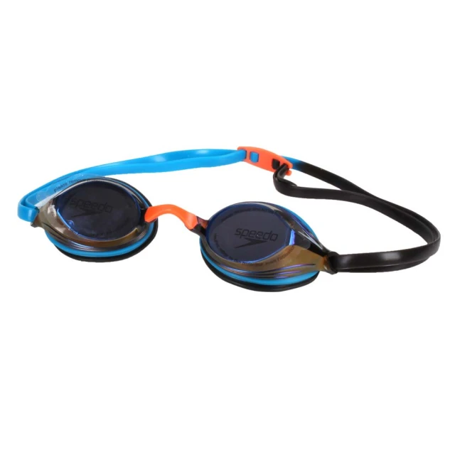 【SPEEDO】VENGEANCE MIRROR成人競技泳鏡-抗UV 游泳 海邊 靛藍寶藍橘(SD811324G790)
