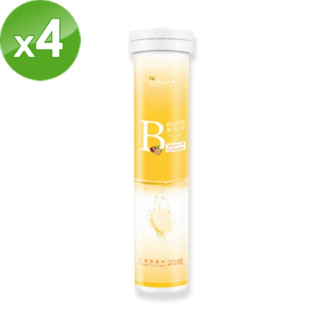 【BeeZin 康萃】瑞莎代言綜合維生素B群發泡錠x4瓶(4克/錠;20錠/瓶)