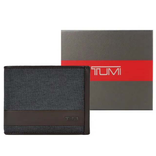 【TUMI】ALPHA系列織物牛皮拼接短夾(煤灰X棕)