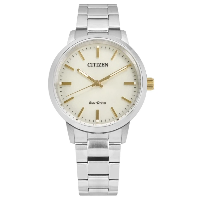 【CITIZEN 星辰】光動能 簡約時尚 日本機芯 防水100米 不鏽鋼手錶 米白色 38mm(BJ6541-58P)