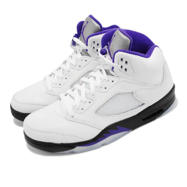 【NIKE 耐吉】休閒鞋 Air Jordan 5 Retro 白 紫 黑 男鞋 喬丹 Concord 反光 5代(DD0587-141)