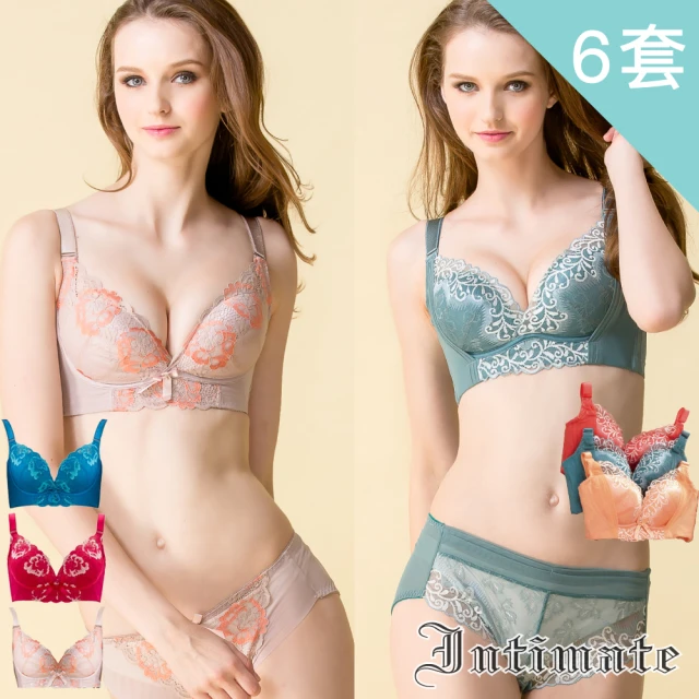 【Intimate 內著】MIT抑菌紗 奢華蕾絲30度集中托提無鋼圈內衣 32A-38E(超值6套組)