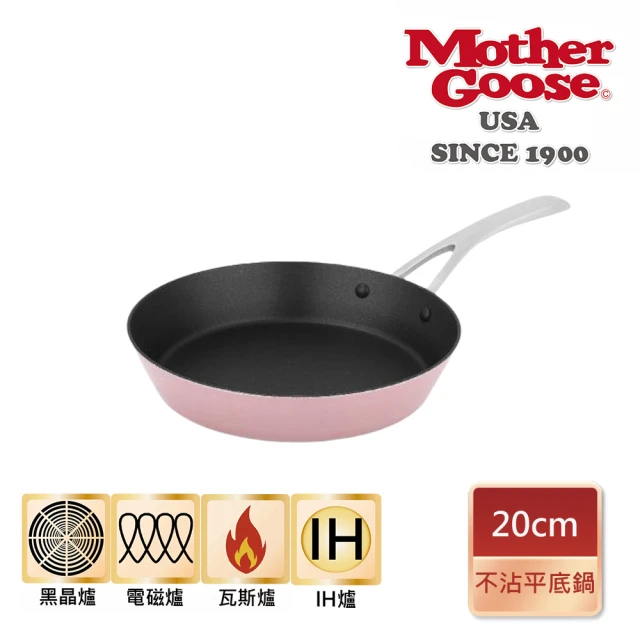 【MotherGoose 鵝媽媽】FancyPan 粉品IH導磁不沾平底鍋20cm