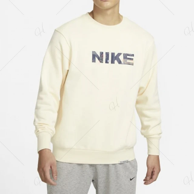 【NIKE 耐吉】上衣 男款 長袖上衣 大學T 運動 AS M NK STD ISSUE CREW 米白 FB1831-113