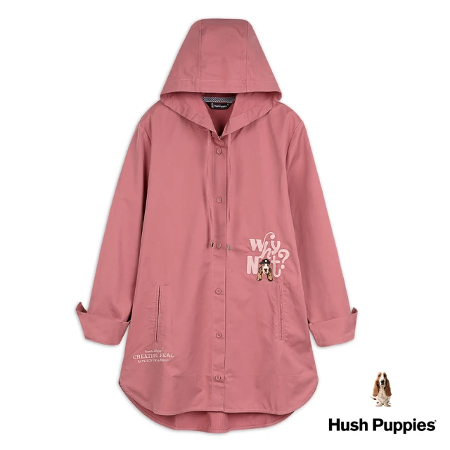 Hush Puppies【Hush Puppies】女裝戴帽狗連帽長版襯衫(玫紅 / 24212102)