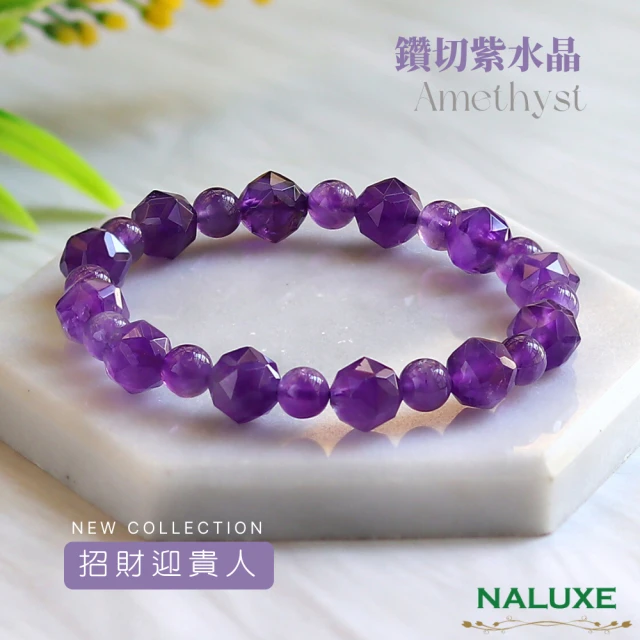 【Naluxe】高品濃郁透色紫水晶l鑽石星球l設計款開運手鍊(開智慧、招財、迎貴人、二月誕生石)