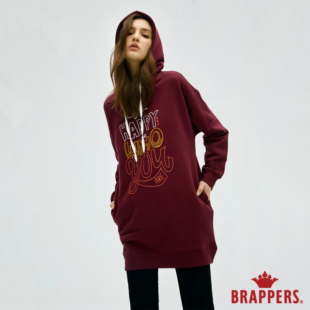 【BRAPPERS】雙11 女款 長版連帽上衣(酒紅)