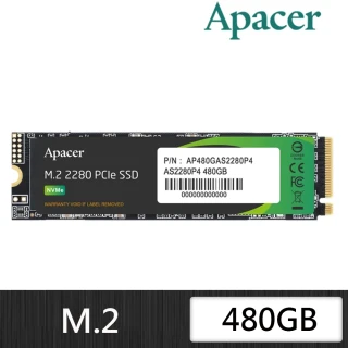 【Apacer 宇瞻】AS2280P4 480GB M.2 PCIe Gen3x4 SSD固態硬碟
