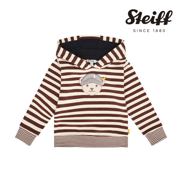 STEIFF【STEIFF】熊頭童裝 條紋連帽長袖T 內刷毛(長袖上衣)