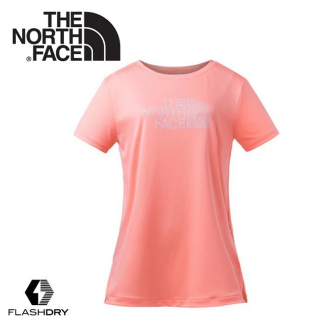 【The North Face】女 FlashDry短袖圓領快排衫《粉橘》3GCG/排汗衣/運動短袖/圓領T恤(悠遊山水)