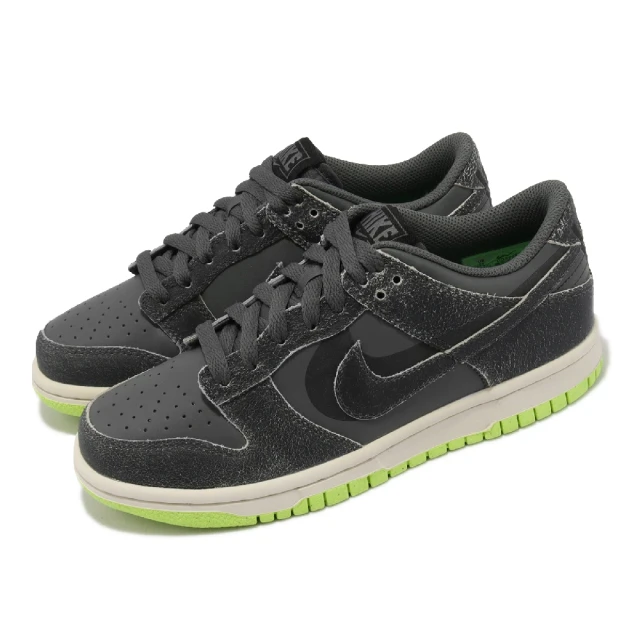 【NIKE 耐吉】休閒鞋 Dunk Low SE GS 大童 女鞋 黑 螢光綠 仿舊 經典 低筒(DQ6215-001)