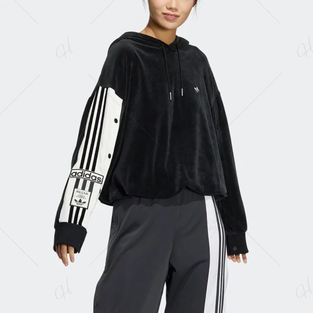 【adidas 愛迪達】上衣 女款 長袖上衣 帽T 運動 三葉草 ADIBREAK HOODY2 黑 IC8140