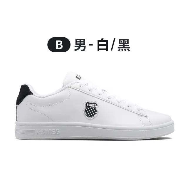 【K-SWISS】時尚運動小白鞋 Court Shield-男-白/藍(快倉限定)