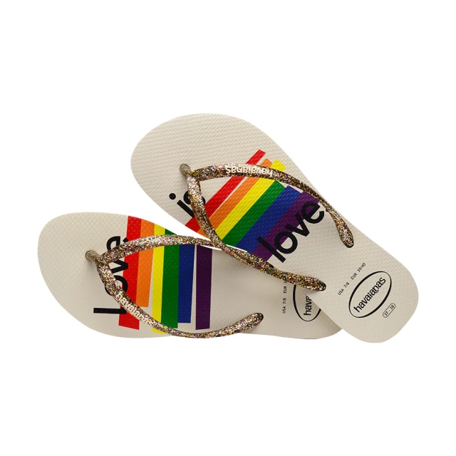 【havaianas 哈瓦仕】哈瓦仕 夾腳拖 人字拖 平權 彩虹 LOVE 巴西 Top Pride 米白